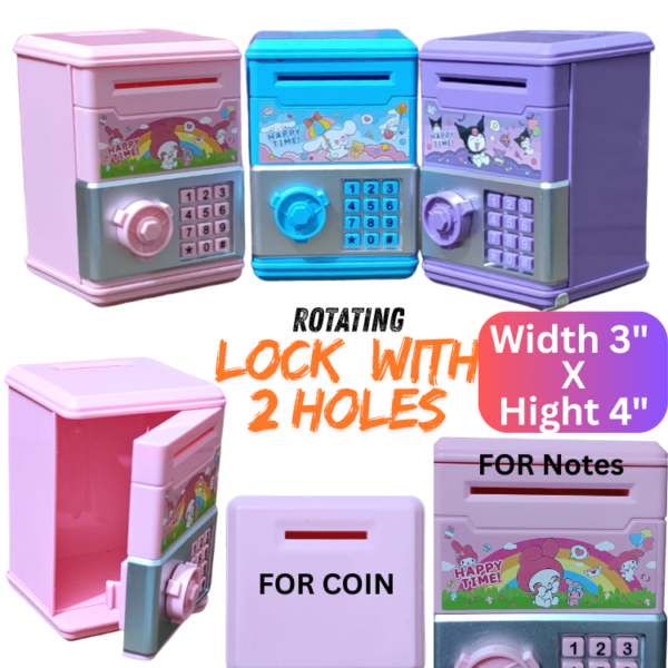 Money Saving Box with Rotating Lock | Coin & Cash Storage Box