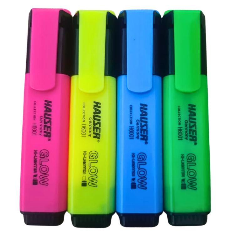Hauser Glow Highlighter Set 4 Pcs Fluorescent Markers