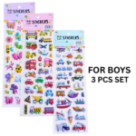 Pack of 3 Cute 3D Puffy Stickers for Kids School Diary Decoration