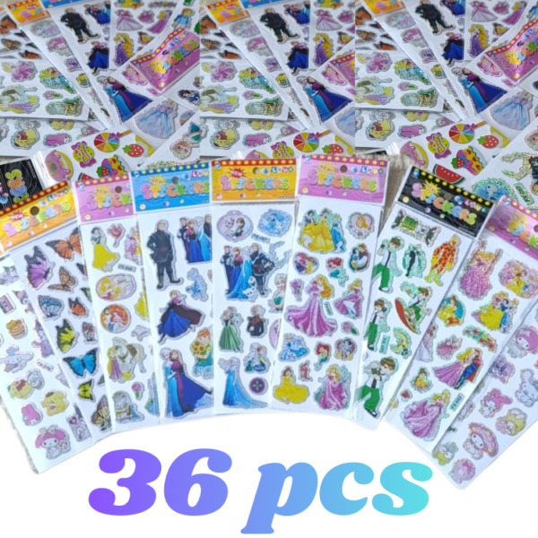 Mini Puffy Stickers Pack of 36 Sheets for Kids