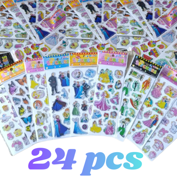 Mini Puffy Stickers Pack of 24 Sheets for Kids