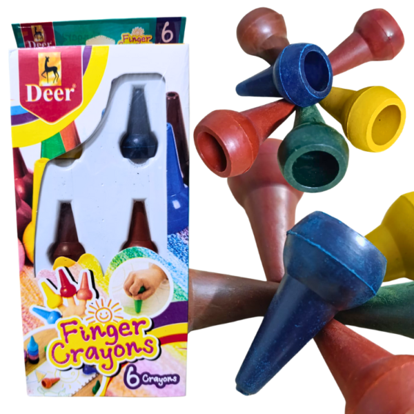 Pack of 6 Jumbo Grip Finger Crayons for Kids
