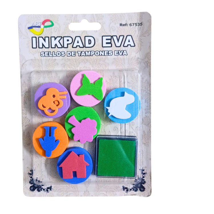 Kids EVA foam stamp set with mini ink pad cartoon printing stamps for school art and craft