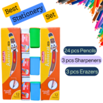 Simple Stationery Set 24 Pencils 3 Erasers 3 Sharpeners