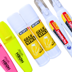Pack of 6 Assorted Stationery Items Highlighters Whiteners Glue Sticks