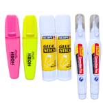 Pack of 6 Assorted Stationery Items Highlighters Whiteners Glue Sticks
