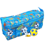 Kids Geometry Pencil Pouch Large Capacity Zipper Pencil Case with Fancy Keychain Random Color