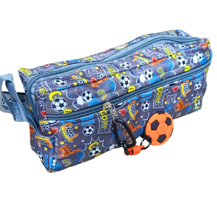 Kids Geometry Pencil Pouch Large Capacity Zipper Pencil Case with Fancy Keychain Random Color