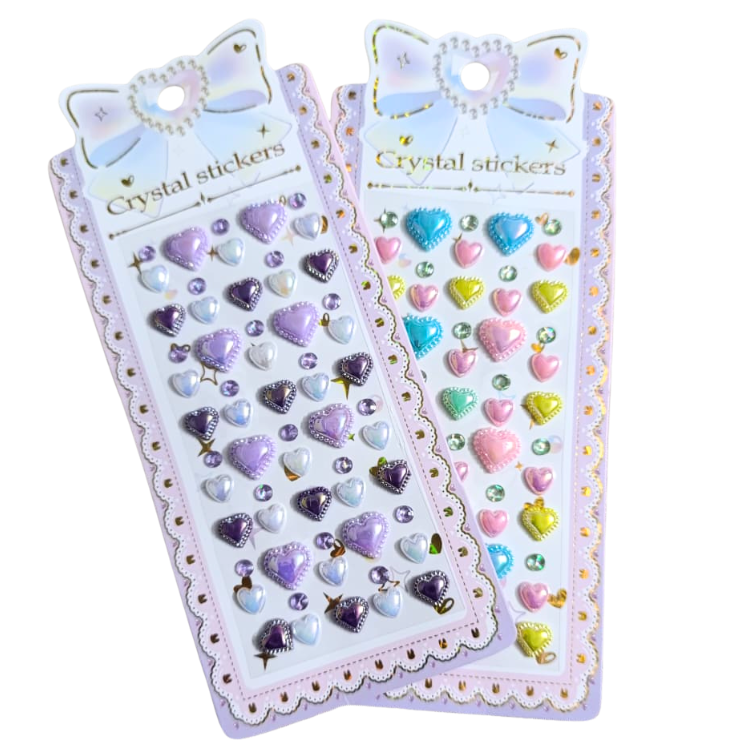 3D Crystal Heart Beads Stickers for Kids Multicolor DIY Craft Decorative Stickers