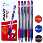PIANO Geligel ballpens pack of 10 blue red black smooth gel writing pens