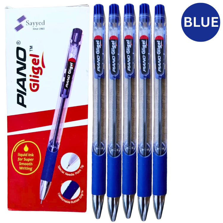PIANO Geligel ballpens pack of 10 blue red black smooth gel writing pens
