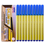 One Pack of Master QALUM 605 Calligraphy Blue Marker - 10Pcs