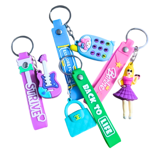 Cute cartoon silicone keychain for kids and girls soft rubber key ring random design