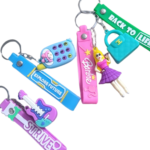 Cute cartoon silicone keychain for kids and girls soft rubber key ring random design