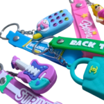 Cute cartoon silicone keychain for kids and girls soft rubber key ring random design