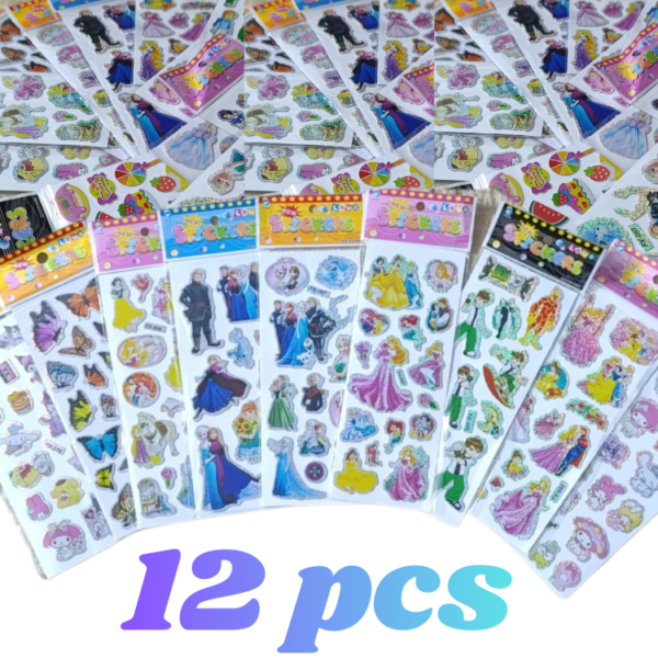 Mini Puffy Stickers Pack of 12 Sheets for Kids