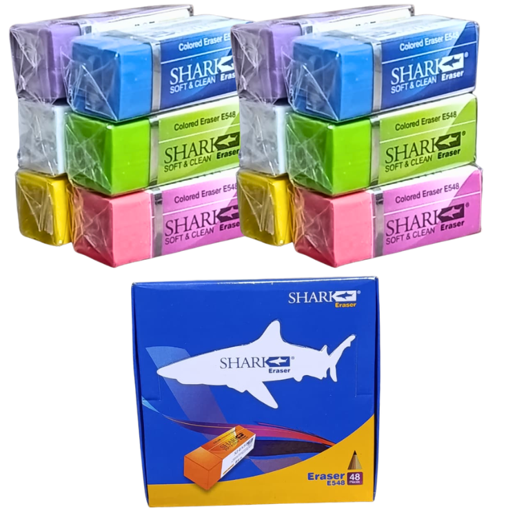 Premium soft colourful erasers pack of 48 pcs for school students