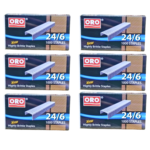 Pack of 6 ORO staple pins boxes 24/6 size 1000 pcs per box manual hand use office school Pakistan