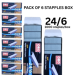 Pack of 6 ORO staple pins boxes 24/6 size 1000 pcs per box manual hand use office school Pakistan
