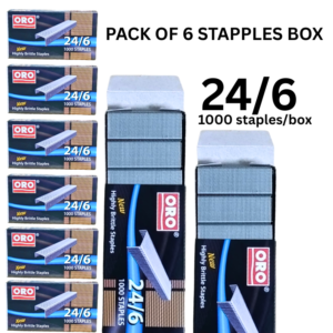 Pack of 6 ORO staple pins boxes 24/6 size 1000 pcs per box manual hand use office school Pakistan