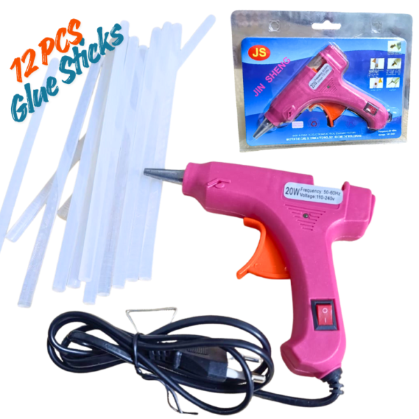 20W mini hot glue gun with 12 glue sticks for DIY crafts and school projects