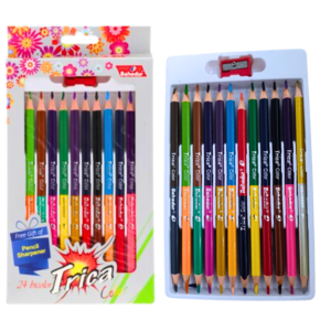 Premium quality 24 duo color pencils 2 colors in one pencil double sided 48 colors kids art school Pakistan