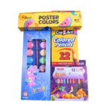 4in1 colors set for kids drawing and coloring art kit with poster colors water colors pencils and crayons