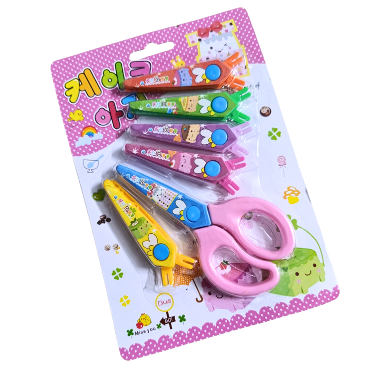 Kids safety lace scissors set 6 types knife edge origami paper cutting art craft school Pakistan