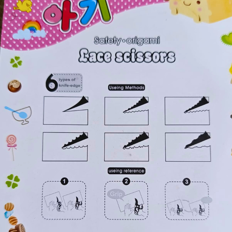 Kids safety lace scissors set 6 types knife edge origami paper cutting art craft school Pakistan