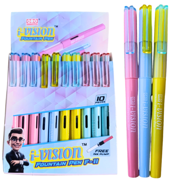 ORO i-Vision F-11 fountain pens 3 pcs pack smooth liquid ink refillable converter