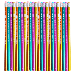 Colorful shiny HB triangular pencils with matching eraser pack of 12 smooth writing kids school Pakistan