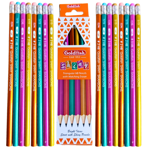 Colorful shiny HB triangular pencils with matching eraser pack of 12 smooth writing kids school Pakistan