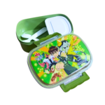 Kids lunch box cartoon printed plastic food storage secure lock school boys girls Pakistan