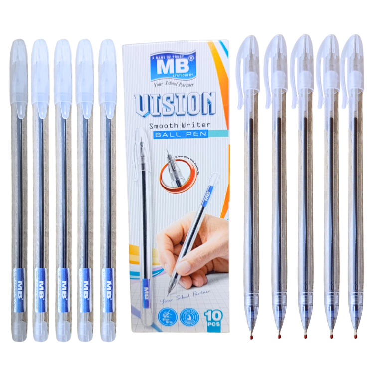 MB Vision smooth writer ball pen 0.7mm ultra fine needle tip pack of 10