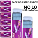Pack of 6 ORO staple pins boxes No.10 size 1000 pcs per box manual hand use office school Pakistan