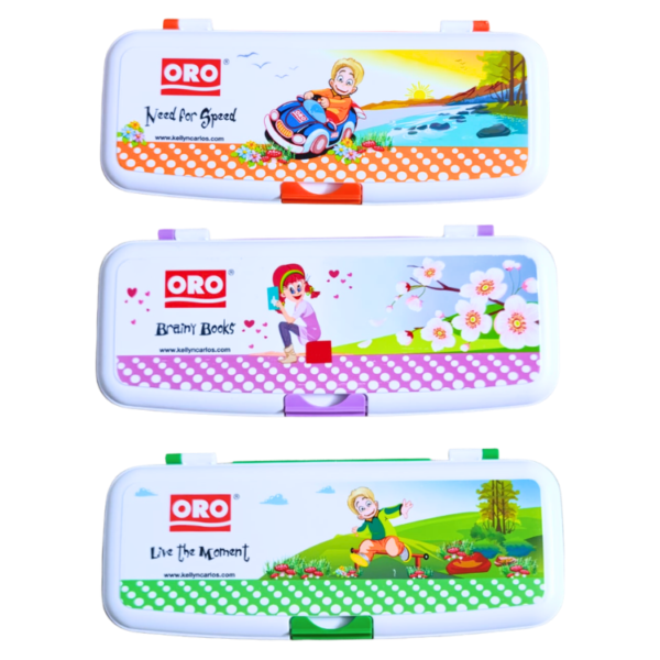 Pack of 3 premium quality kids pencil box cartoon plastic pencil case boys girls school stationery storage random colors designs Pakistan