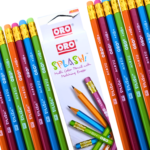 ORO Splash multicolor lead pencils with matching erasers pack of 12 smooth writing school kids Pakistan