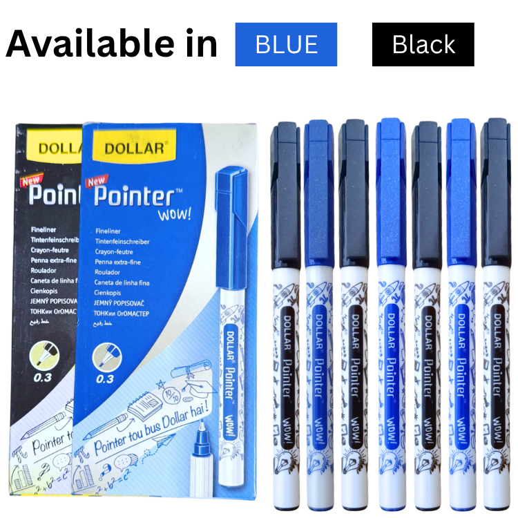 Pointer Wow 0.3mm Pack of 10 – Blue & Black Fine Tip Pen