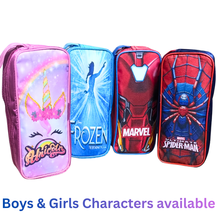 Character themed stationery pouch large capacity zipper pencil case for boys and girls