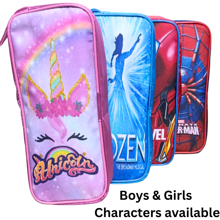 Character themed stationery pouch large capacity zipper pencil case for boys and girls