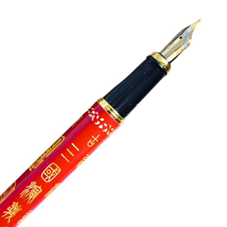 Premium red gold Chinese calligraphy fountain pen dragon clip gold nib luxury writing pen professional gift Pakistan