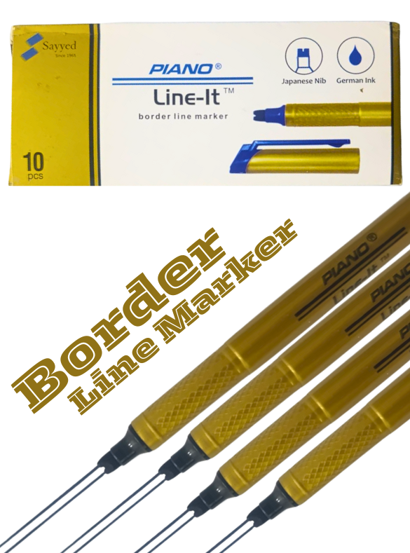 Pack of 10 PIANO Dual Tip Fine Line Border Markers