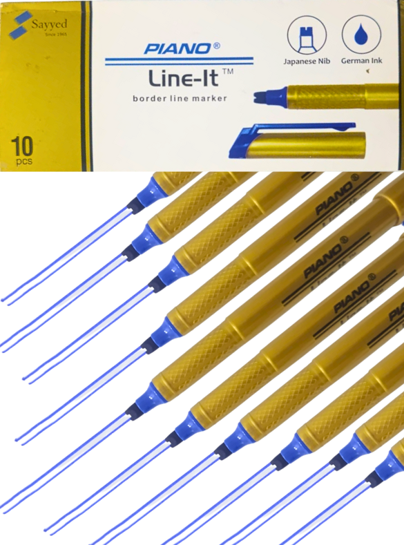 Pack of 10 PIANO Dual Tip Fine Line Border Markers