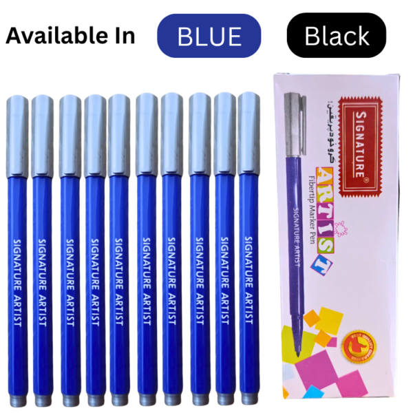 Signature Artist Fiber-Tip Markers 10pcs – Blue & Black