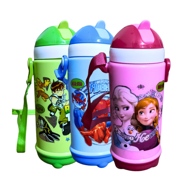 Premium cartoon character water bottle kids leakproof multiple designs school boys girls BPA free Pakistan