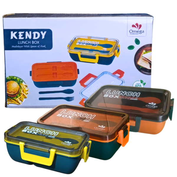 Premium leak-proof lunch box spoon fork 2 compartment food storage box school office daily use Pakistan