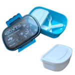 Multi-compartment lunch box small inner box spoon fork leak-proof food container school office daily use Pakistan