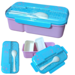 2 compartment lunch box with spoon leak-proof food container school office kids durable Pakistan