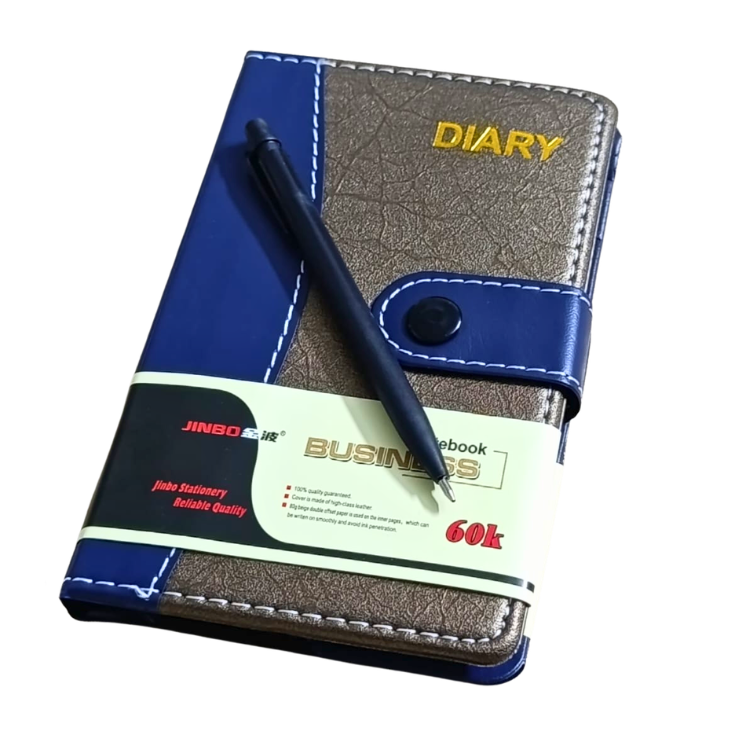 Premium leather diary 4x6 business notebook with free ballpoint pen