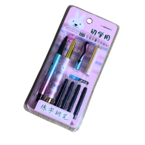 CHREN kids beginner fountain pen set ink cartridges blue pink variant student practice writing school Pakistan